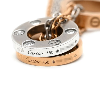 Cartier Necklace Love Three Hoop Pink Gold White PG WG Diamond Double Chain — view 7