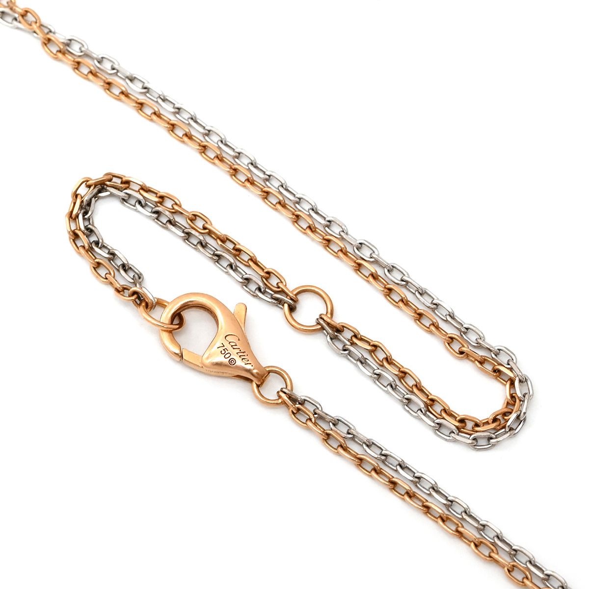 Cartier Necklace Love Three Hoop Pink Gold White PG WG Diamond Double Chain — view 5