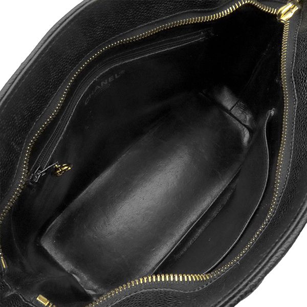 Chanel Tote Reissue Caviar Leather Black Gold CC Logo Shoulder Bag 62 — view 8