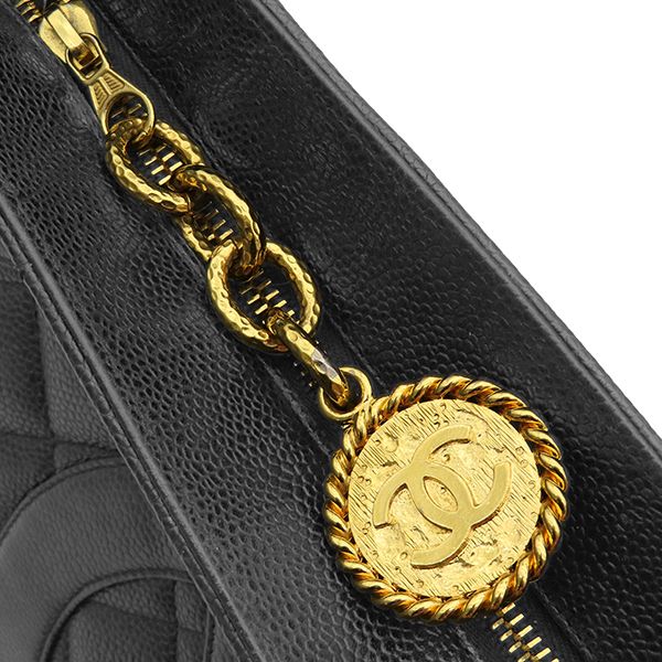 Chanel Tote Reissue Caviar Leather Black Gold CC Logo Shoulder Bag 62 — view 7