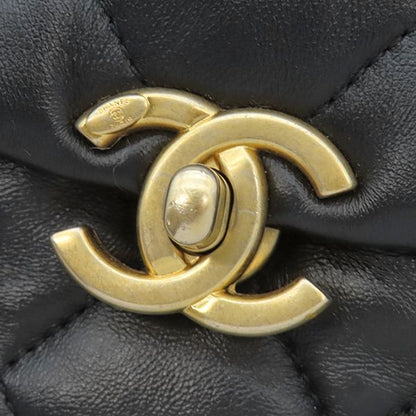 Chanel Shoulder Bag Mini Flap Lambskin Black Gold CC Logo — view 5