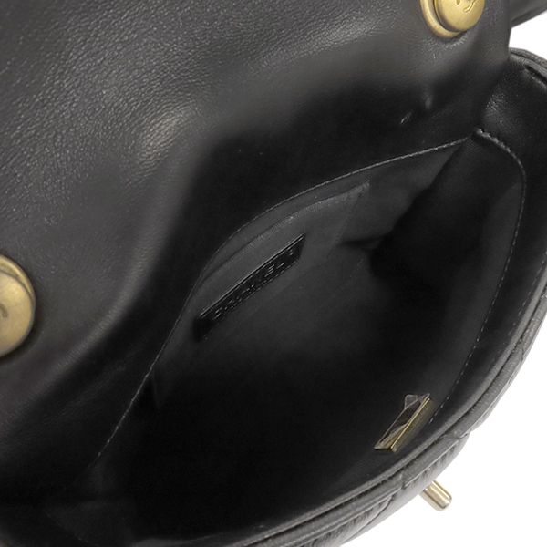 Chanel Shoulder Bag Mini Flap Lambskin Black Gold CC Logo — view 7