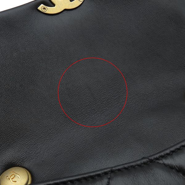 Chanel Shoulder Bag Mini Flap Lambskin Black Gold CC Logo — view 8