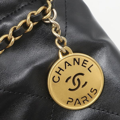 Chanel 2-Way Bag Chanel 22 Mini Handbag Leather Black Gold — view 7