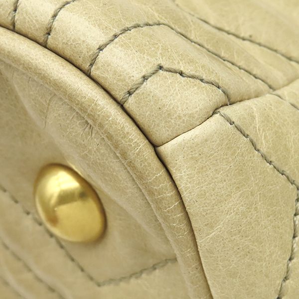 Miu Miu 2-Way Vitello Shine Tote Leather Beige Gold Handbag — view 4