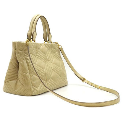 Miu Miu 2-Way Vitello Shine Tote Leather Beige Gold Handbag — view 2