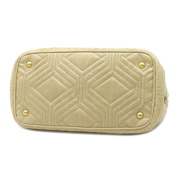 Miu Miu 2-Way Vitello Shine Tote Leather Beige Gold Handbag — view 3