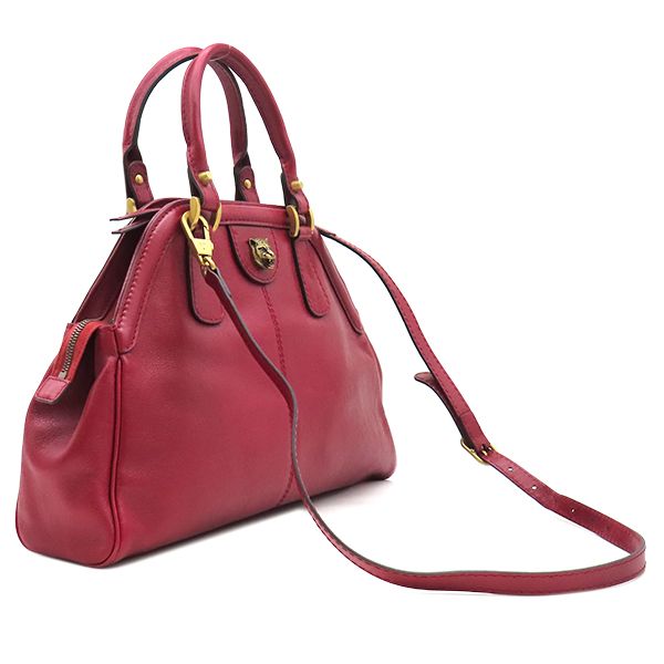 Gucci 2-Way Liber Medium Top Handle Tote Leather Red Gold Handbag — view 2