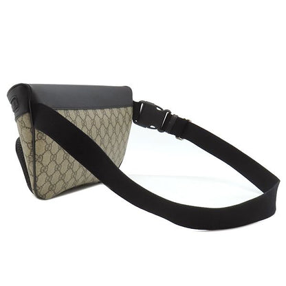 Gucci Belt Bag Cross GG Supreme Canvas Leather Beige Black Silver — view 2