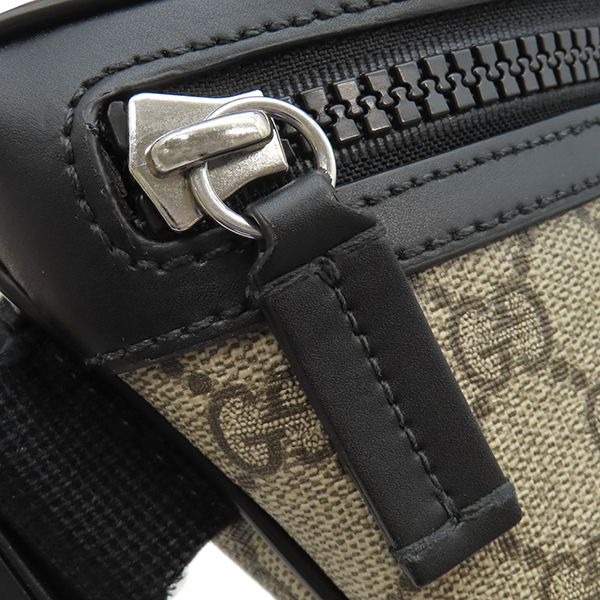 Gucci Belt Bag Cross GG Supreme Canvas Leather Beige Black Silver — view 6