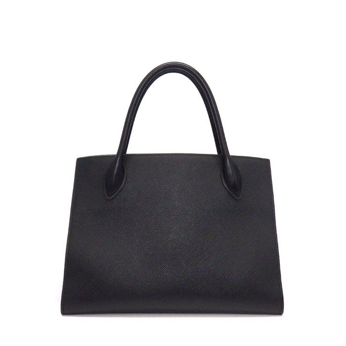 Prada Handbag Monochrome Medium Black Saffiano Cuirno Leather Gold — view 2