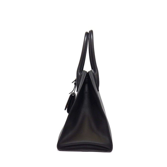 Prada Handbag Monochrome Medium Black Saffiano Cuirno Leather Gold — view 3
