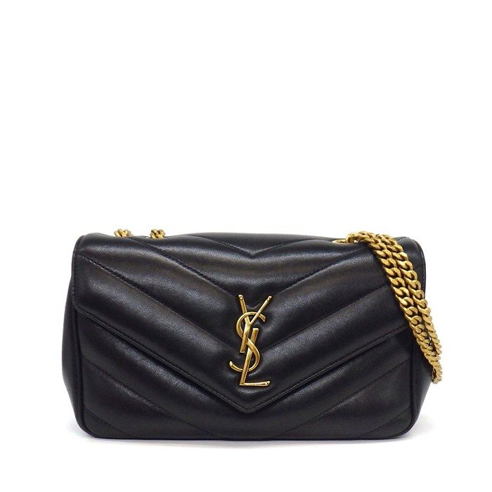 Saint Laurent Shoulder Bag Loulou Small Aaeax Black Matelasse Lambskin Gold
