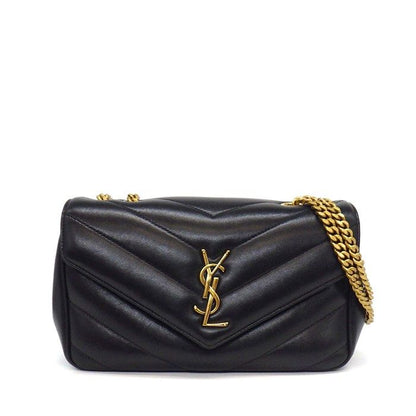 Saint Laurent Shoulder Bag Loulou Small Aaeax Black Matelasse Lambskin Gold