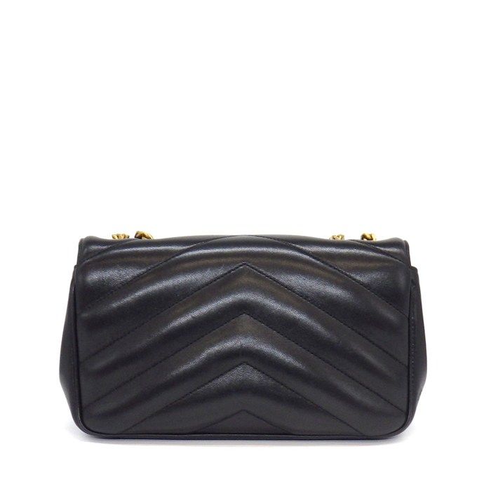 Saint Laurent Shoulder Bag Loulou Small Aaeax Black Matelasse Lambskin Gold — view 2