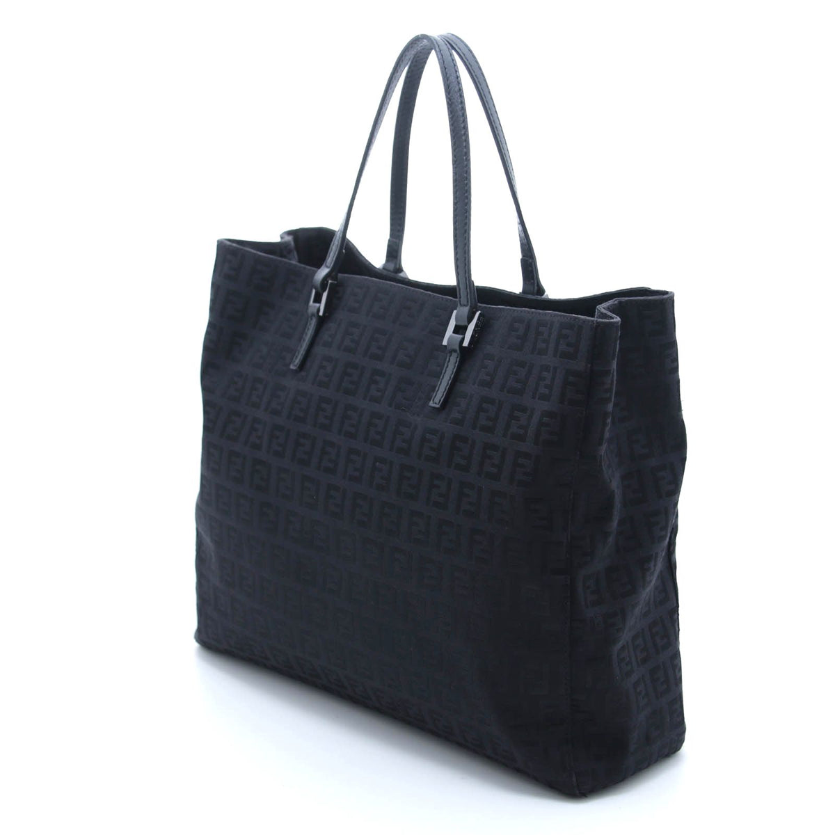 Fendi Zucchino Tote Black Canvas Leather — view 2