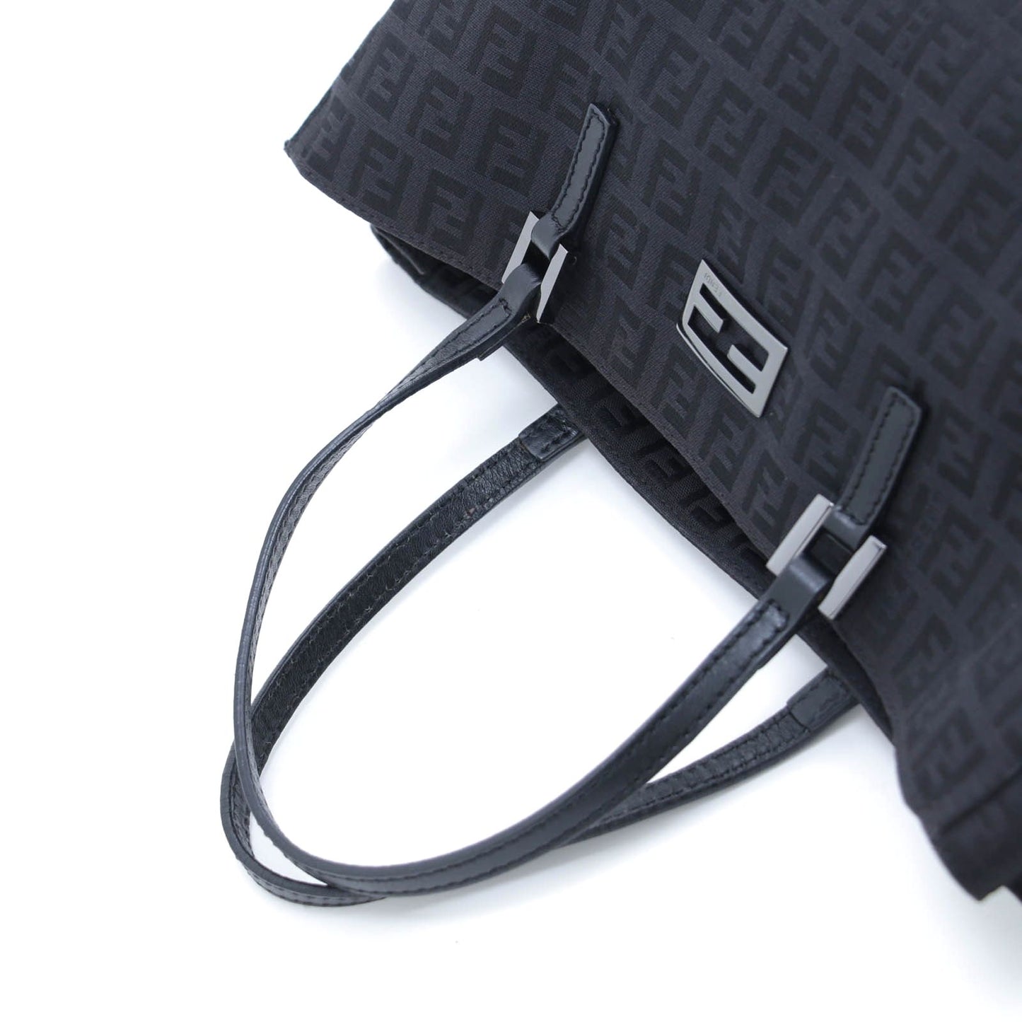 Fendi Zucchino Tote Black Canvas Leather — view 4