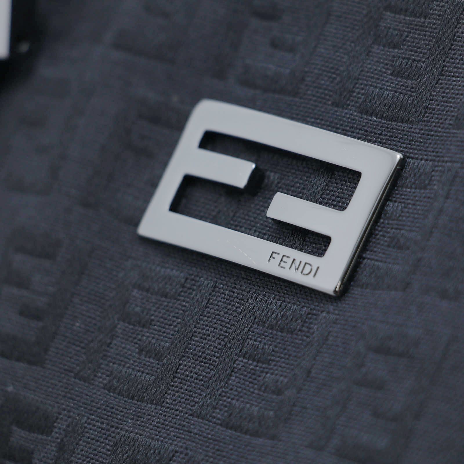 Fendi Zucchino Tote Black Canvas Leather — view 6