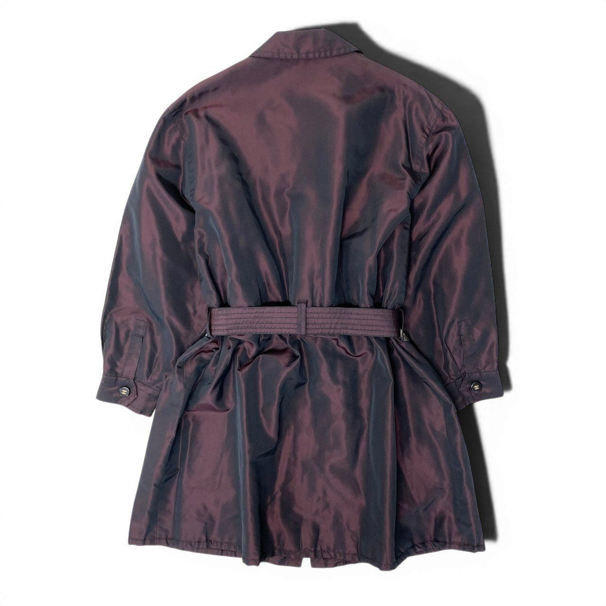 Chanel Cf9 Vintage Coco Buttons Silk Taffeta Coat CC Bordeaux — view 3