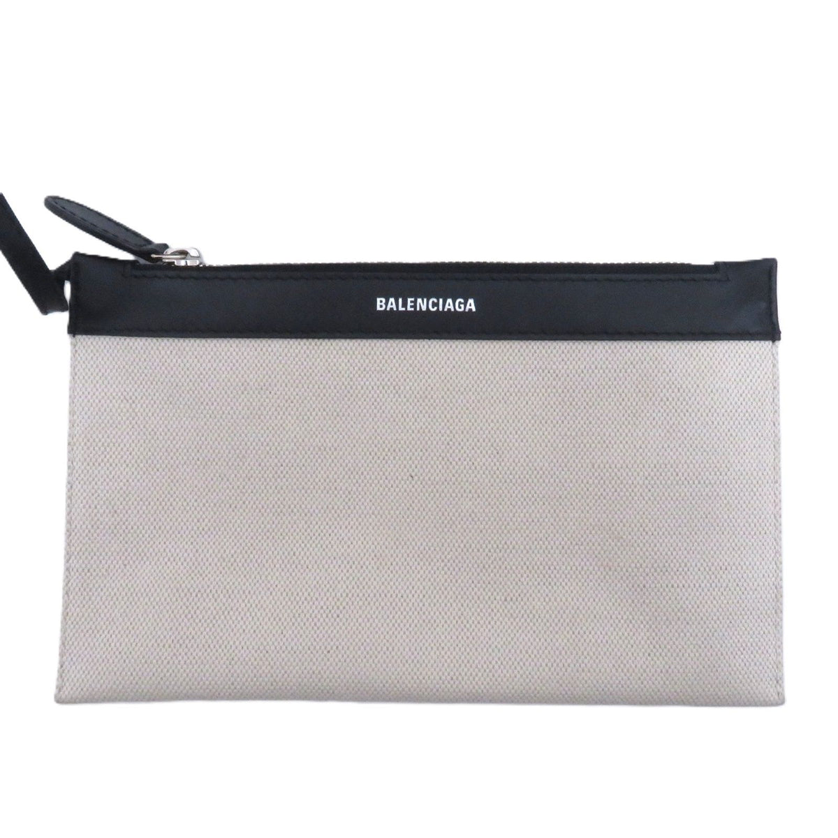 Balenciaga Navy Cabas S Natural Black Canvas Leather Handbag — view 5