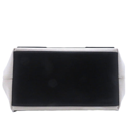 Balenciaga Navy Cabas S Natural Black Canvas Leather Handbag — view 6