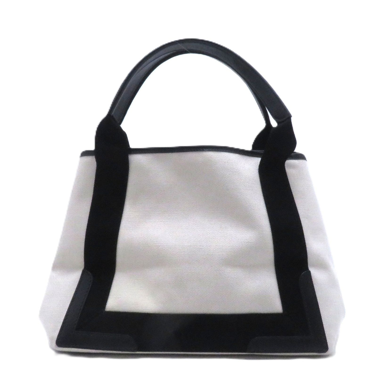Balenciaga Navy Cabas S Natural Black Canvas Leather Handbag — view 2
