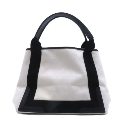 Balenciaga Navy Cabas S Natural Black Canvas Leather Handbag — view 2
