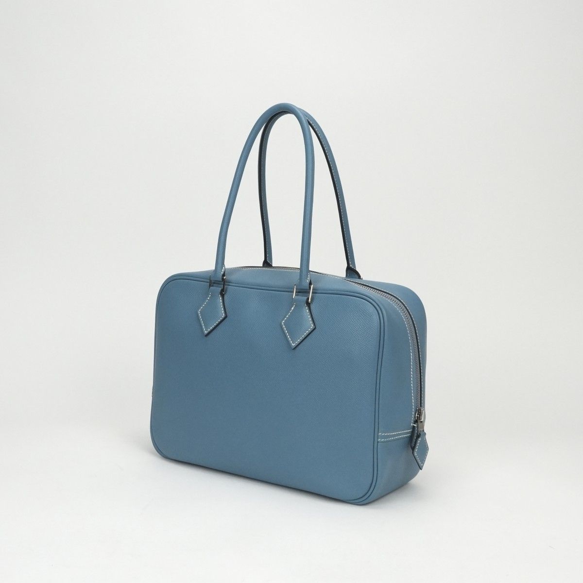 Hermes Plume 28 Tote Epsom Blue Jean Bluejean Silver Handbag Business Veau — view 2