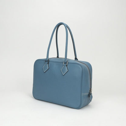 Hermes Plume 28 Tote Epsom Blue Jean Bluejean Silver Handbag Business Veau — view 2