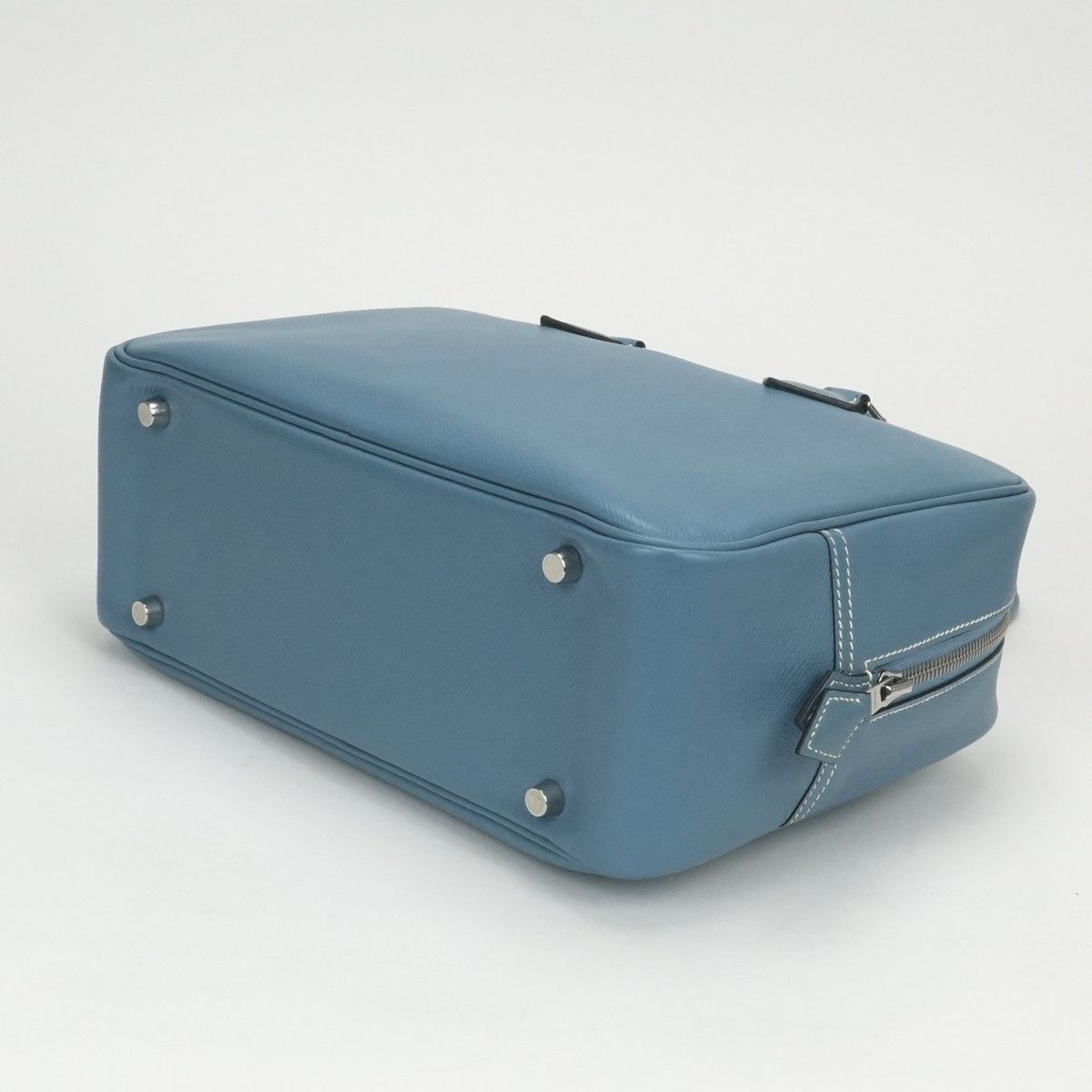 Hermes Plume 28 Tote Epsom Blue Jean Bluejean Silver Handbag Business Veau — view 5