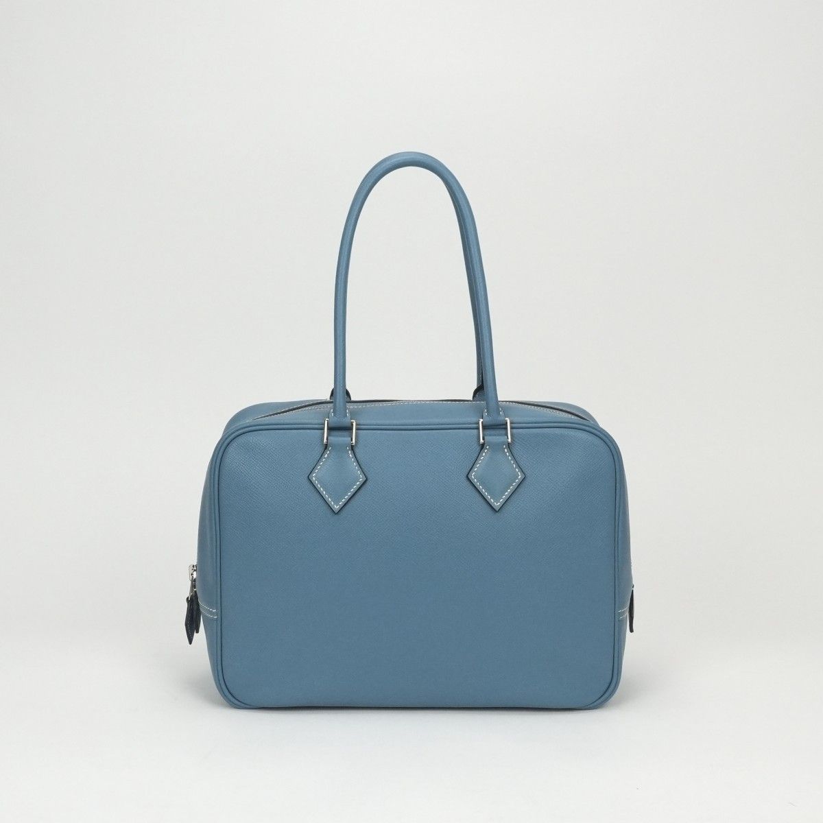 Hermes Plume 28 Tote Epsom Blue Jean Bluejean Silver Handbag Business Veau — view 3