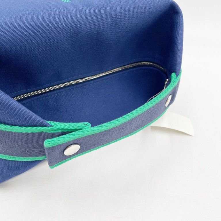 Hermes Handbag Brid-a-brac GM Blue Cotton — view 6