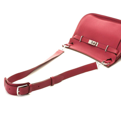 Hermes Jypsiere 34 Ruby Silver Shoulder Bag Taurillon Clemence Wine — view 4