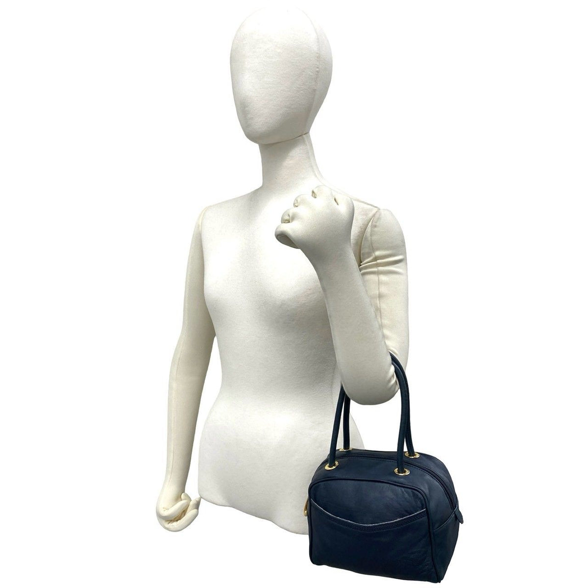 Loewe Vintage Anagram Logo Nappa Leather Mini Boston Bag Navy — view 2