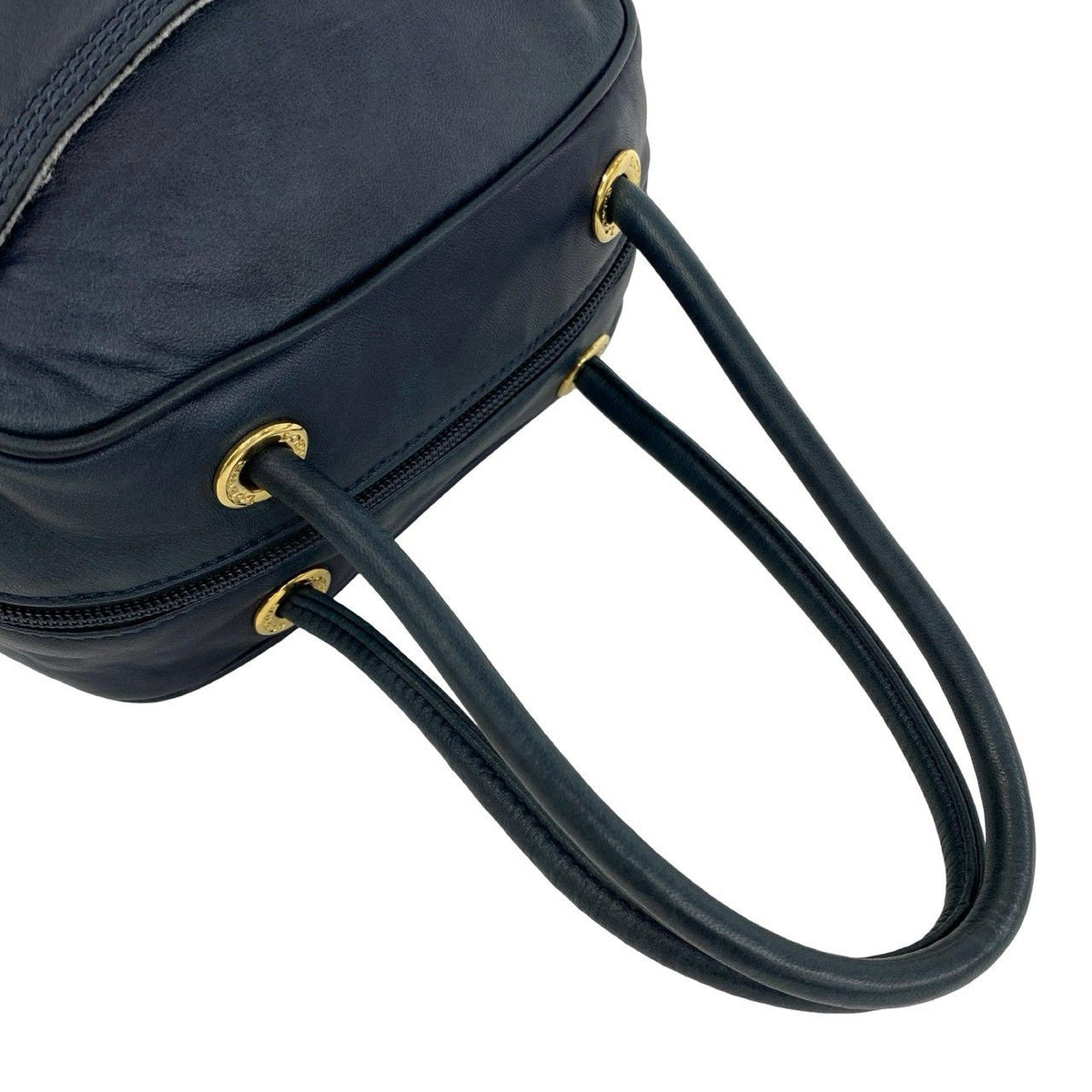 Loewe Vintage Anagram Logo Nappa Leather Mini Boston Bag Navy — view 4
