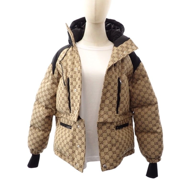 Gucci Canvas Bomber Down Jacket GG Beige Black 36 — view 3
