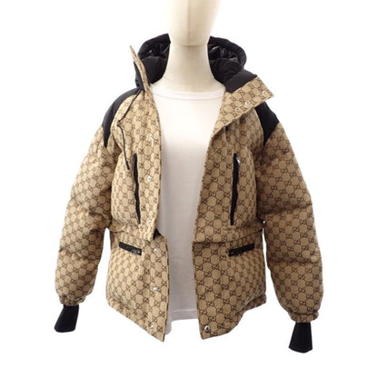 Gucci Canvas Bomber Down Jacket GG Beige Black 36 — view 3