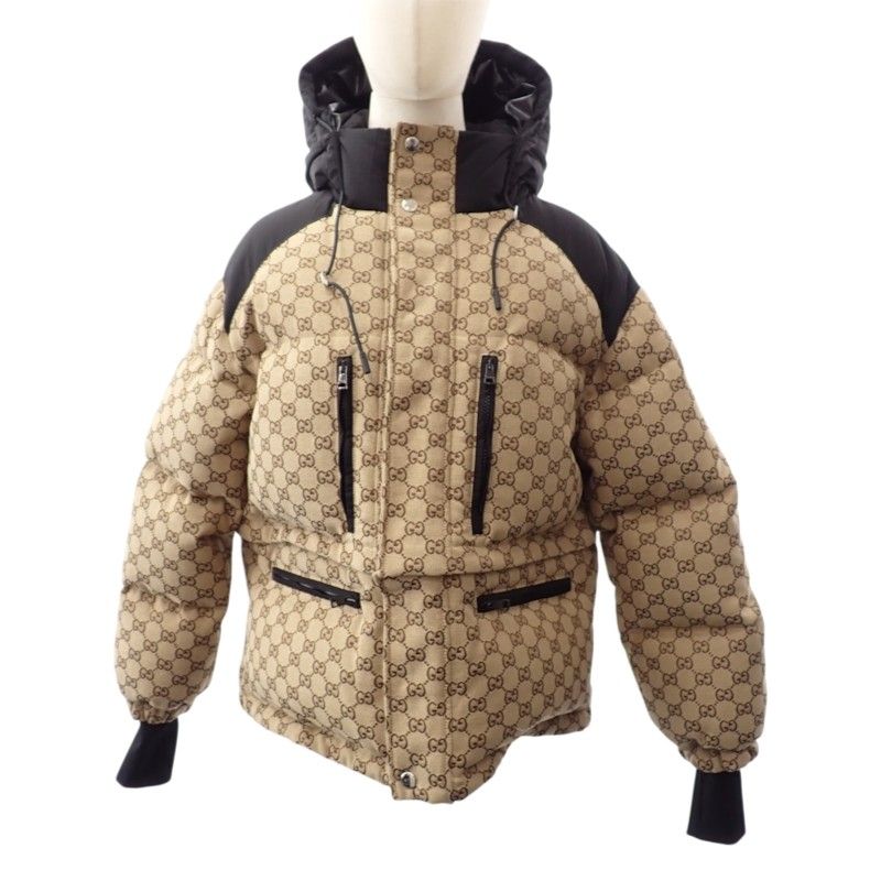 Gucci Canvas Bomber Down Jacket GG Beige Black 36