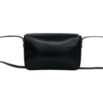 Celine Vintage Triomphe Logo Turnlock Leather Shoulder Bag Pochette Black — view 3