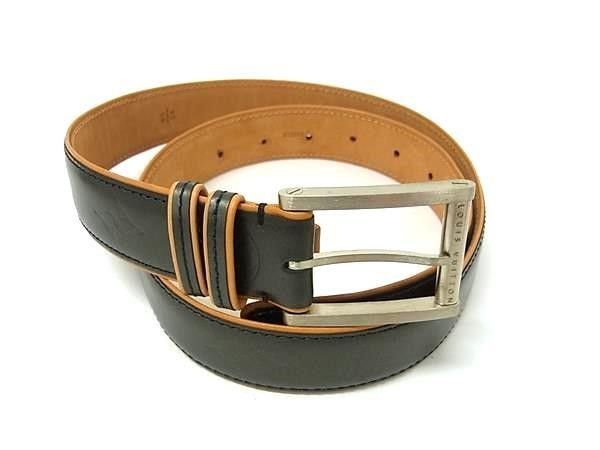 Louis Vuitton Belt Monogram Matte Noir Leather Gray Silver
