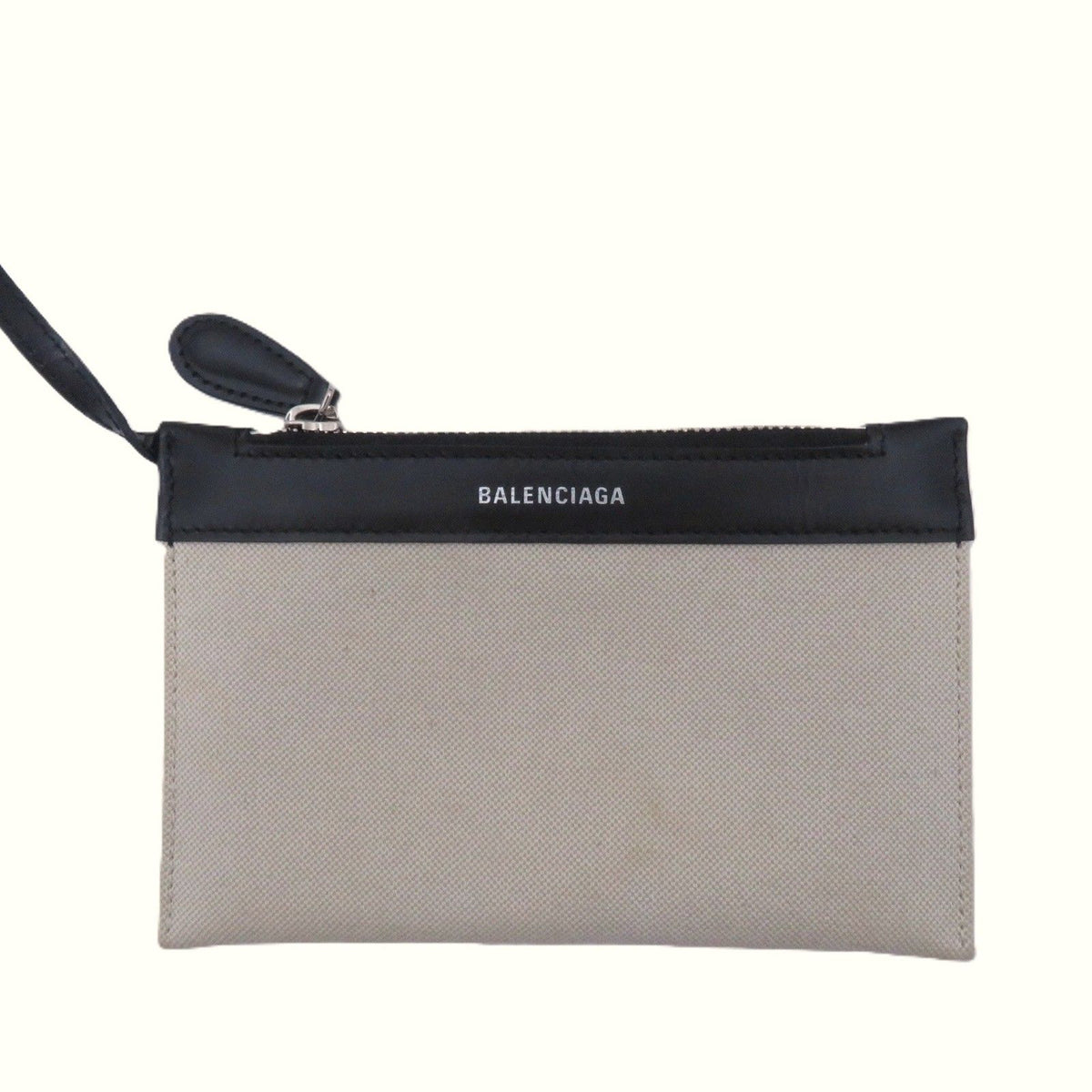 Balenciaga Navy Cabas XS Natural Black Canvas Leather Shoulder Bag — view 5