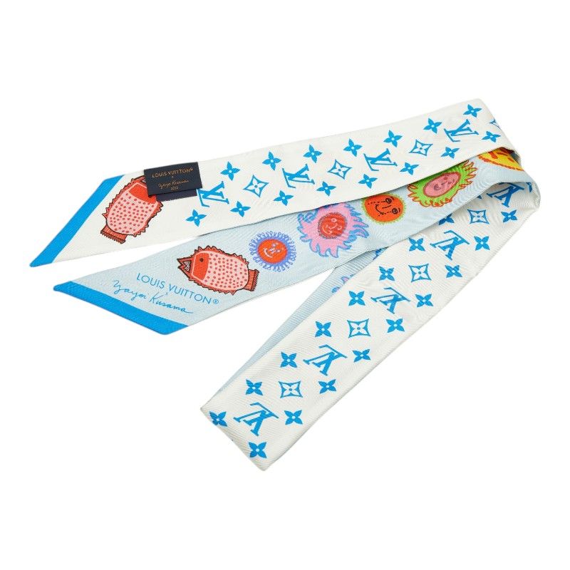Louis Vuitton YK Yayoi Kusama Bandeau BB Face Scarf Blue Multicolor Silk — view 2