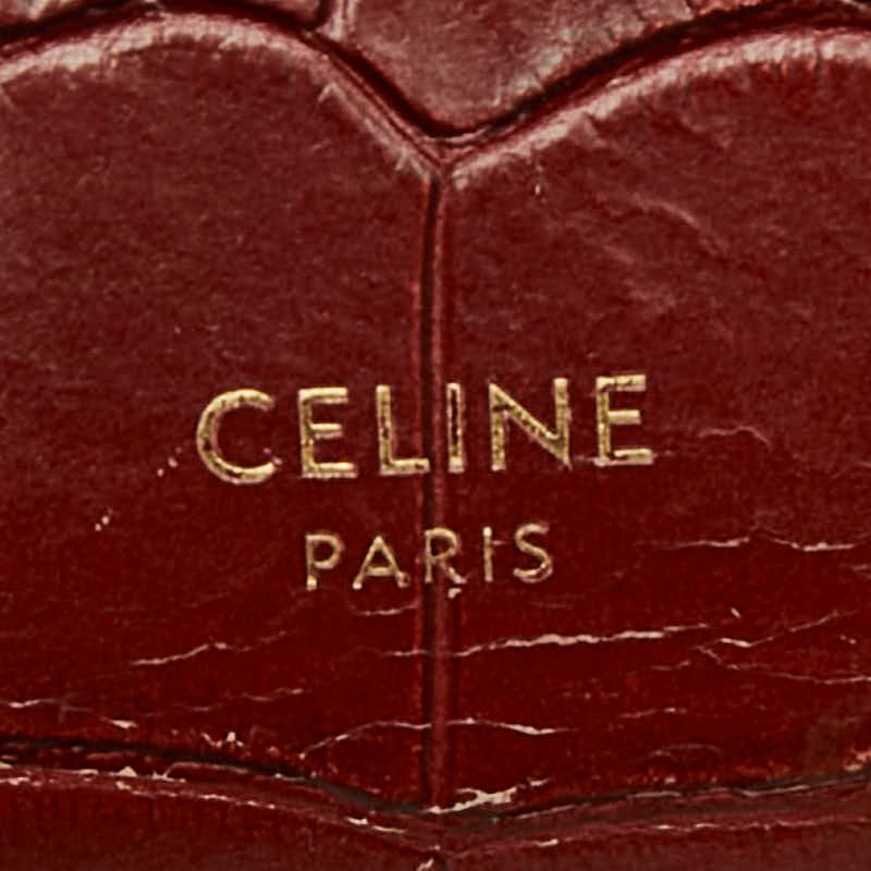 Celine Croc Embossed Small Trifold Wallet Red Leather — view 8