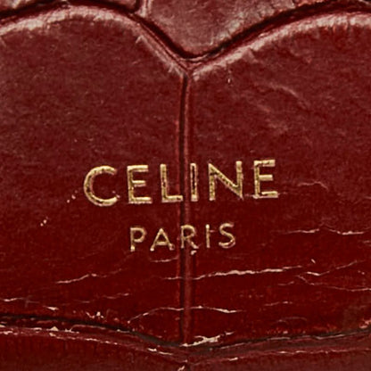 Celine Croc Embossed Small Trifold Wallet Red Leather — view 8