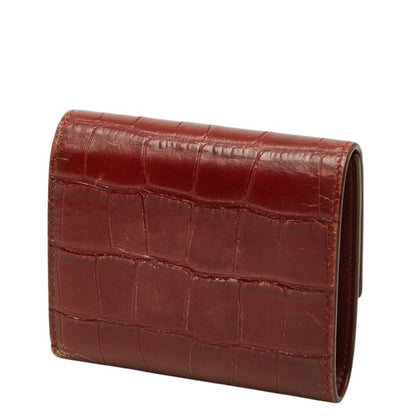 Celine Croc Embossed Small Trifold Wallet Red Leather — view 2