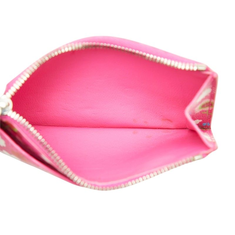 Balenciaga Flower Card Case Coin Purse Fragment Pink Multicolor Leather — view 6