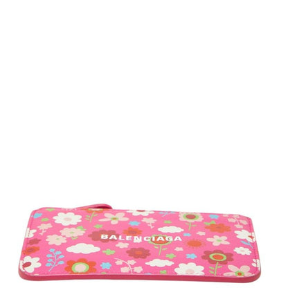 Balenciaga Flower Card Case Coin Purse Fragment Pink Multicolor Leather — view 3