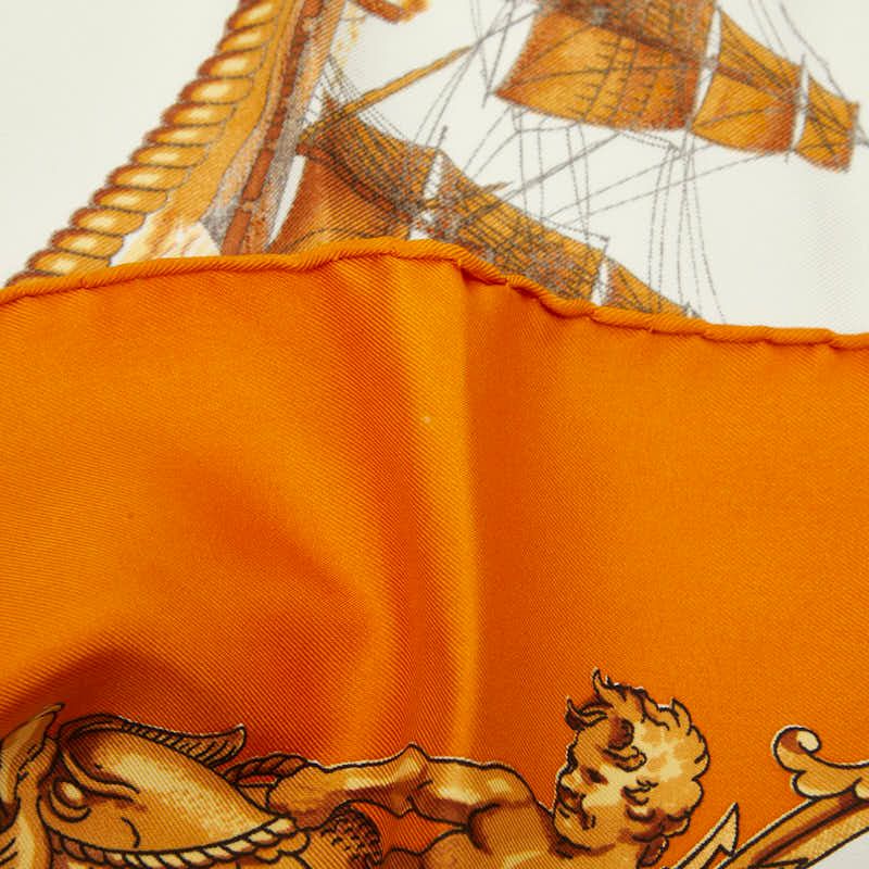 Hermes Carre 90 Silhouettes Navales Navy Silhouette Scarf Large Format Camel — view 2