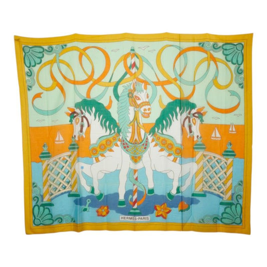 Hermes Pareo Scarf Yellow Multicolor Cotton Skirt
