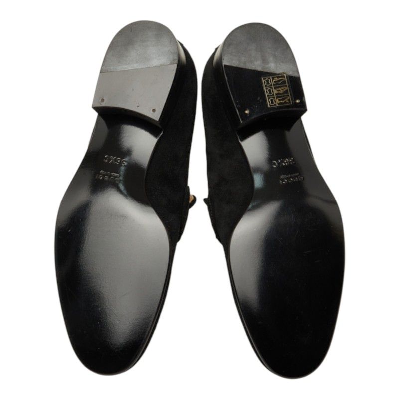 Gucci Sherry Line Loafers Shoes Black Suede — view 5